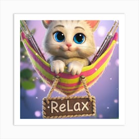 Cat In A Hammock Art Print