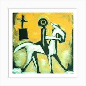 An Abstract Impressionist Oil Painting Of Don Quixote 3 Art Print