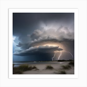 Lightning Over The Beach 1 Art Print