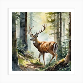 Deer In The Woods 76 Art Print