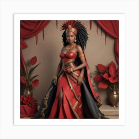 Pikaso Texttoimage Beautiful Africanpowerful Queen Warrior Dressed In (2) Art Print