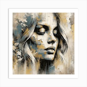 Woman on Textured Wall Print Art Print