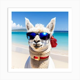 Llama On The Beach 2 Art Print