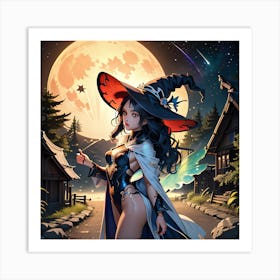 Witch In The Moonlight Art Print