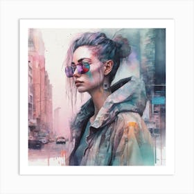 Woman In A City Art Print