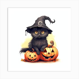 Black cat Halloween Art Print