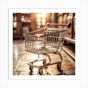 Small Shopping Cart In A Store Art Print