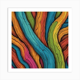 Colorful Tree Trunks Art Print