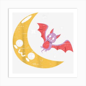 Goth Moon And Bat Nocturnal Animal Halloween Party Costume Art Print