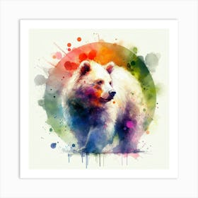 White Bear Watercolor Painting Art Print