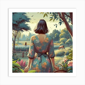 Girl In The Garden Art Print