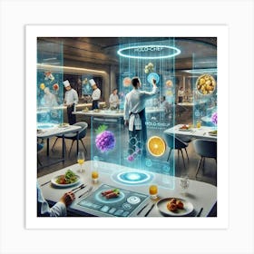 A Futuristic Dining Experience Showcasing The Holo Art Print