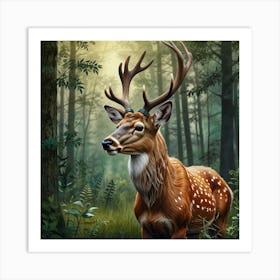 Deer In The Forest 10 Art Print