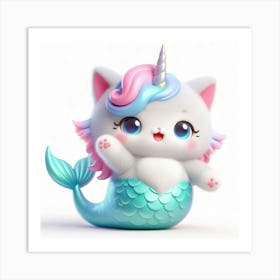 Mermaid Caticorn 3 Art Print