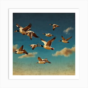 Flock Of Geese Flying Art Print