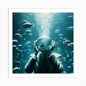 Underwater Businessman Art Print