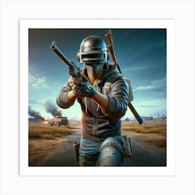 Pubg Player Holding A Gun Art Print