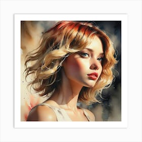 Watercolor Of A Girl 50 Art Print