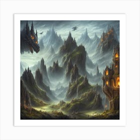 Dragons In The Mountains Art Print