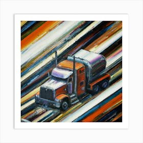 Semi Truck oil painting abstract painting art Art Print