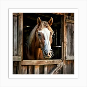 Head Purebred Equestrian Beauty Window Horse Shed Rural Farm Photo Horizontal Mare Hobby (7) Art Print