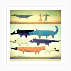 Horisontal Half Dogs Art Print