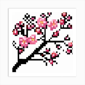 Cherry Blossom Pixel Art Art Print