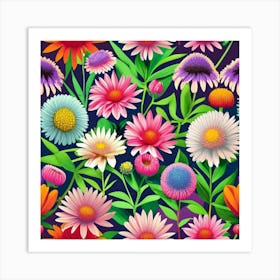 Seamless Floral Pattern 7 Art Print