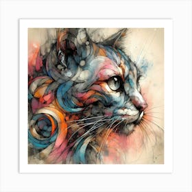 Feline Cat Creative Artwork Illustration 60 Art Print