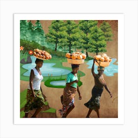 Women Carrying Baskets Art Print