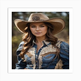 Cowgirl In Cowboy Hat Art Print