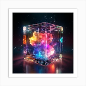 Neon Crystal Cube Art Print