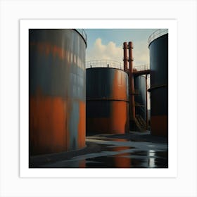 Oil Refinery - Oil Refinery Stock Videos & Royalty-Free Footage Art Print