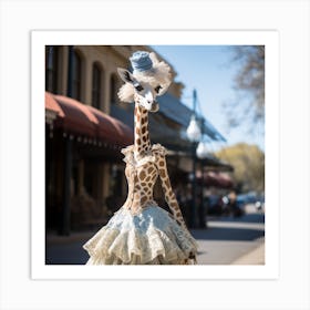 Giraffe In A Dress Art Print