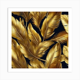 Gold Feathers 5 Art Print