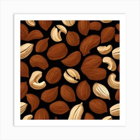 Nuts On A Black Background 12 Art Print