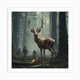 Deer In The Woods 34 Art Print