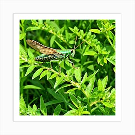 Grasshoppers Insects Jumping Green Legs Antennae Hopper Chirping Herbivores Garden Fields (17) Art Print