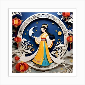 Chang'e Paper Cut Art Art Print