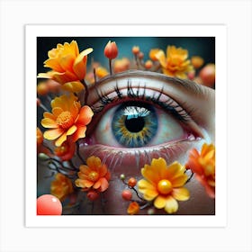 Eye With Flowers Art Print