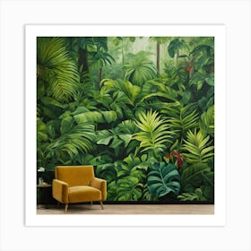 Oil Painted Realistic Mural Of Green Tropical Rain (5) Art Print