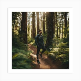 Runner In The Forest Art Print