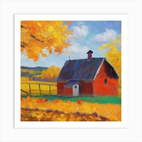 Red Barn In Fall Art Print