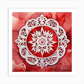 Red And White Flower Art Print