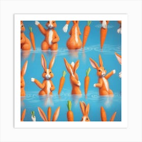 Rabbits In The Water 6 Art Print