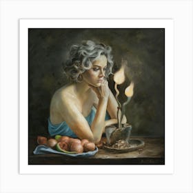 Woman With A Candle Art Print