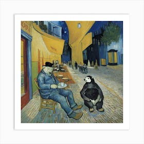 Panda At The Street Café Art Print