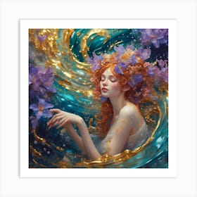 nymph and irises 2 Art Print