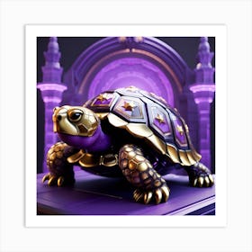 Golden Tortoise purple Art Print