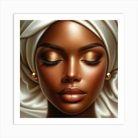 Black Woman With Gold Makeup 3 Art Print